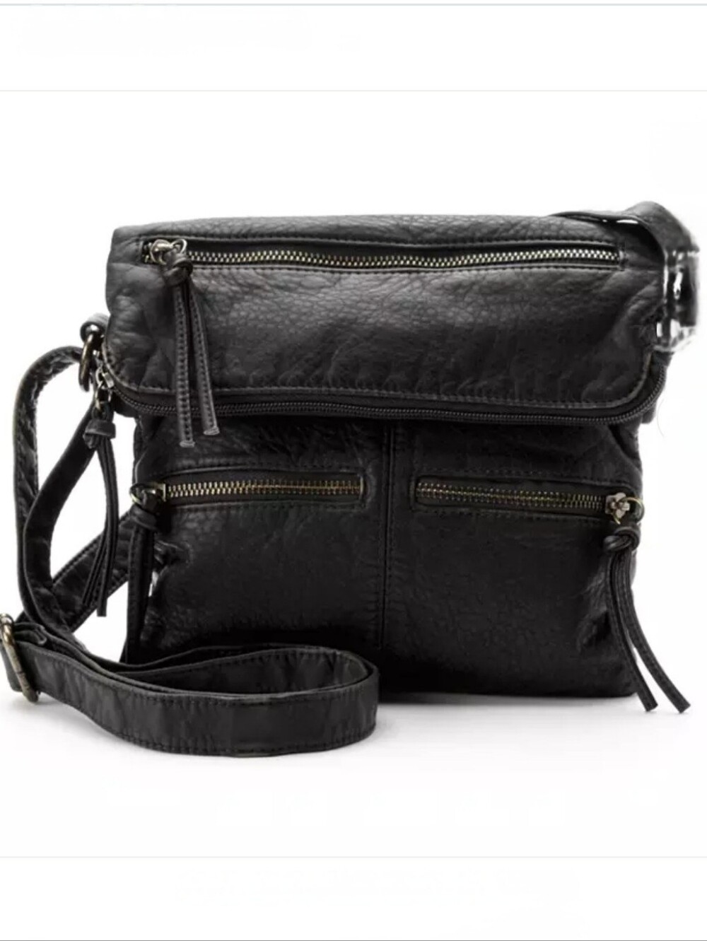 Soho Faux Leather Black Crossbody Bag